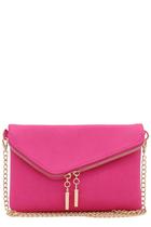 Bolsa FashionPuzzle Envelope Wristlet Clutch Crossbody Fuchsia