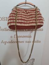 Bolsa feita à mão em croche fecho metal Fios Círculo