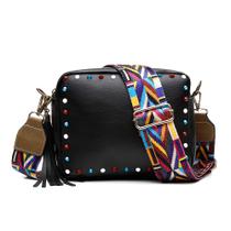 Bolsa Feminina 2 Alças Ajustável Removível Preto e Colorida
