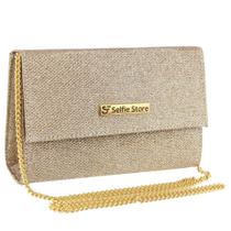 Bolsa Feminina Alça corrente Brilhosa Glitter para Festa Casamento Balada