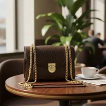 Bolsa feminina alça corrente de ombro Pavão De Ouro Bolsa feminina alça corrente de ombro Pavão De Ouro