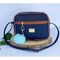 Bolsa Feminina Alça Transversal Tira Colo Estampa Moderna Com Pompom