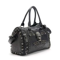 Bolsa feminina AlwaySky Skull Tote Gothic Black Leather Bolsa feminina AlwaySky Skull Tote Gothic Black Leather