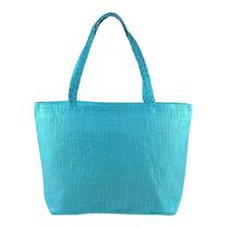Bolsa Feminina Azul com Alça Praia Compras Ombro Passeio Bolsa Feminina Azul com Alça Praia Compras Ombro Passeio