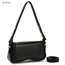 Bolsa Feminina Baguete com Tampa e Alças de Ombro e Transversal 5018