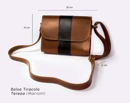 Bolsa feminina básica tiracolo material ecológico sintético marrom