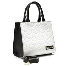 Bolsa Feminina Bicolor Com Bolso Externo + Alça Lateral !