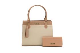 Bolsa Feminina Bicolor Com Carteira Santorini Handbag Tricê Nude/Creme