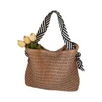 Bolsa Feminina Boho Chique Grande de Palha Tecida - Para Viagem, Praia e Primavera