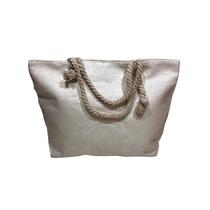 Bolsa Feminina Branca com Ziper Verão Praia Viajar Grande Resistente Tote Boho