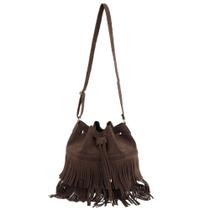 Bolsa Feminina Camurça Com Alça Transversal Pequena Ombro Lateral Corrente