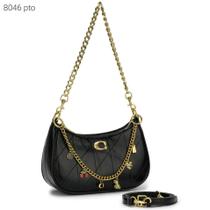 Bolsa Feminina Canoa de Ombro e Transversal Inspiração Luxo com Alça de Corrente 8046 Bolsa Feminina Canoa de Ombro e Transversal Inspiração Luxo com Alça de Corrente 8046