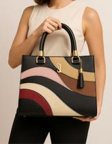Bolsa Feminina Castelo Cedro Faixas Onduladas Grande Sintético Forrada Tiracolo Transversal Bolsa Feminina Castelo Cedro Faixas Onduladas Grande Sintético Forrada Tiracolo Transversal