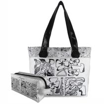 Bolsa Feminina Casual Com Relevo 3D Necessaire Cinza Magicc BN-238 Bolsa Feminina Casual Com Relevo 3D Necessaire Cinza Magicc BN-238