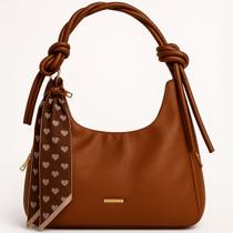 Bolsa Feminina Casual e Sofisticada com Lenço Decorativo Alça Nó e Espaço Interno