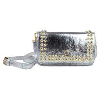 Bolsa Feminina Cecconello Transversal Couro Prata - C2519