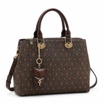 Bolsa Feminina Chenson Coração Cristal Premium - Original Cor:Cafe
