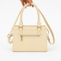 Bolsa Feminina Chique Estruturada com Alça Dupla e Zíper Dourado Ideal para Mulheres Modernas e Estilosas