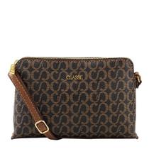 Bolsa Feminina Classe Couro Legítimo Marrom Mono Transversal