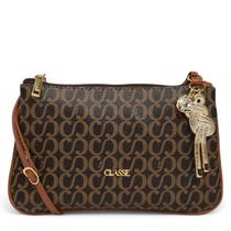 Bolsa Feminina Classe Couro Marrom Monocromática Couro Legítimo Crossbody 3262