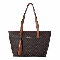 Bolsa Feminina Classe Couro Monograma Marrom