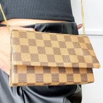Bolsa feminina clout xadrez retangular alça corrente elegante