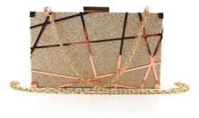 Bolsa Feminina Clutch Brilhante Alça De Corrente Luxuos Chic