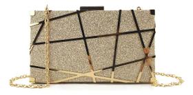 Bolsa Feminina Clutch Brilhante Alça De Corrente Luxuos Chic