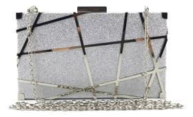 Bolsa Feminina Clutch Brilhante Alça De Corrente Luxuos Chic