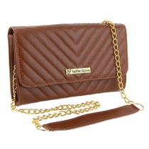 Bolsa Feminina Clutch Carteira Matelassê Alça com Corrente
