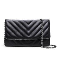 Bolsa Feminina Clutch Matelasse Preta Alça Corrente Grafite