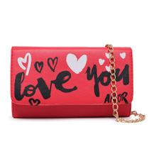 Bolsa Feminina Clutch Pequena Flat Estampa Love Exclusiva