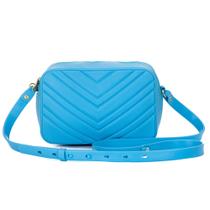 Bolsa Feminina Clutch Transversal Borracha Bag Tiracolo Blogueira Azul