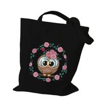 Bolsa Feminina Com Estampa De Coruja, Bolsa De Lona Reutilizável De Alta Capacidade Com Estampa