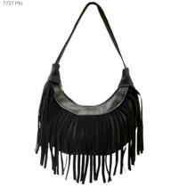 Bolsa Feminina com Franjas canoa de ombro aveludada 7727