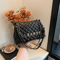 Bolsa feminina com letras, bordado de diamantes, corrente, moda ombro, bolsa quadrada crossbody