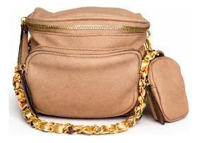 Bolsa Feminina Compacta com Alça Transversal e Corrente com Lenço