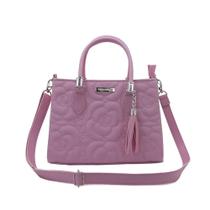 Bolsa Feminina Cor Rosa Bordado Flor