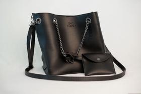 Bolsa Feminina Corrente Grande Tote/ Saco Preta + Carteira Bolsa Feminina Corrente Grande Tote/ Saco Preta + Carteira