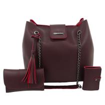 Bolsa Feminina Corrente, Kit Com Uma Bolsa Grande + Uma Carteira De Mao + Um Porta Óculos. Bolsa Feminina Corrente, Kit Com Uma Bolsa Grande + Uma Carteira De Mao + Um Porta Óculos.