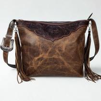 Bolsa Feminina Couro Legitimo Grande Recorte Bordado Relevo