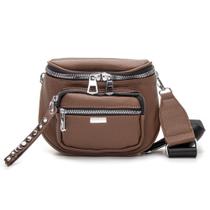 Bolsa Feminina Couro Marrom Pochete Premium