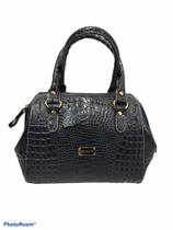 Bolsa feminina couro Ongaratto, alça de mão - azul Bolsa feminina couro Ongaratto, alça de mão - azul