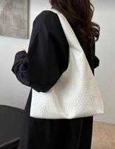 Bolsa Feminina Craquelada Croco Luxo texturizada tote luxo Cor:BrancaTamanho:Único