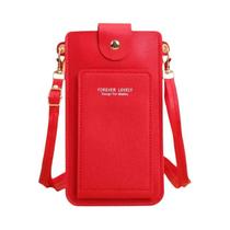 Bolsa Feminina Crossbody de Couro Macio com Tela Sensível ao Toque