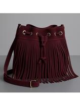 Bolsa Feminina de Camurça com Franjas Estilo Boho Chic