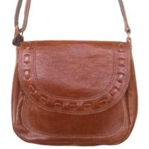 Bolsa Feminina de Couro Bovino Grande Marrom Amarelado