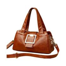 Bolsa Feminina de Couro Multicamadas de Grande Capacidade com Alça Superior Bolsa Feminina de Couro Multicamadas de Grande Capacidade com Alça Superior