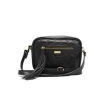Bolsa feminina de couro transversal e matelassê preta Betina Bolsa feminina de couro transversal e matelassê preta Betina