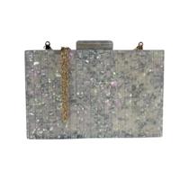 Bolsa Feminina De Festa Clutch Perolada Quadrada Acrílico